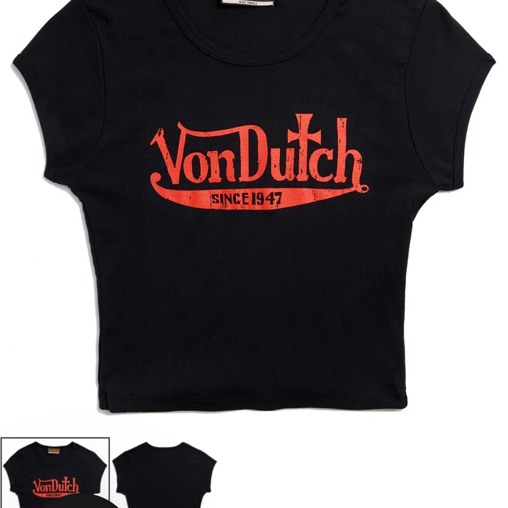 Von Dutch Black and Red Short Sleeve Baby Tee